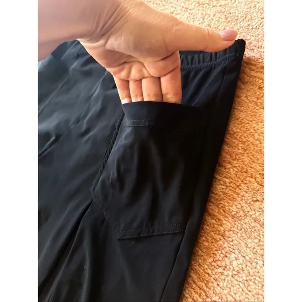 SAH Family Black Wide Leg Ankle Pants Size FR 40 Made in France Stretch Travel Y - Image 6