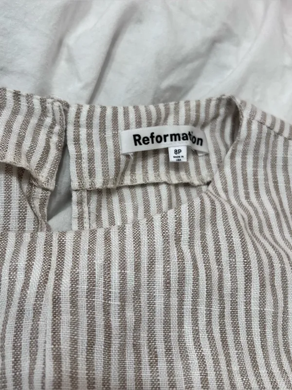 Reformation Citron Linen Dress, Sandy Striped size 8 petite - Image 6