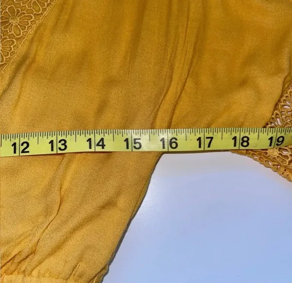 Altar’d State Crochet Wrap Mini Dress Yellow Belted V-neck - Image 11