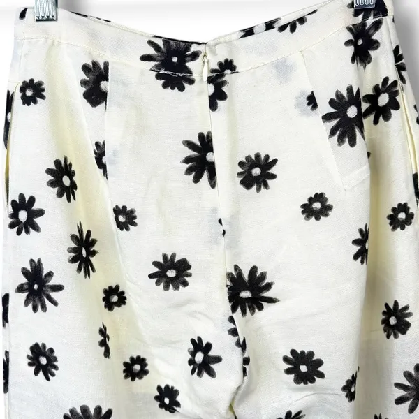 NEW Free People Groovy Daisy Black Floral Cotton Linen 2 Piece Casual Set Size 0 - Image 10