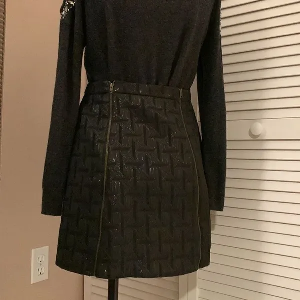 Xhilaration Black Double Brass Zip Front Cotton Metallic Blend Mini Skirt - Image 4