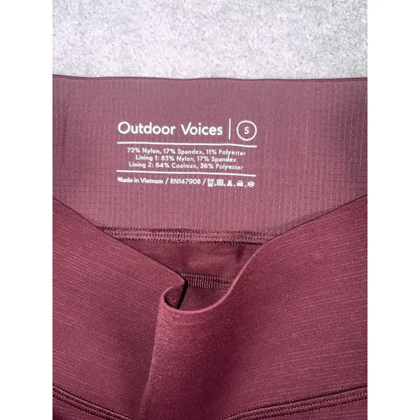 Outdoor Voices Tech Sweat Core 3 4 Leggings Womens Burgundy S Logo Mid Rise - Image 4