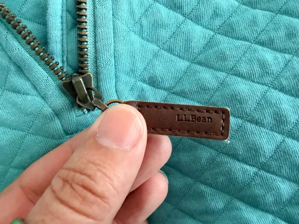 L.L.Bean Women's Quilted Quarter-Zip Pullover Sweatshirt in Teal - Image 4