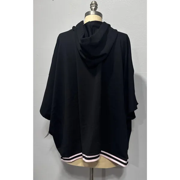 Hanes Women’s Pajama Set Black Oversized Short Sleeve Hoodie Top & Pants Size S - Image 4