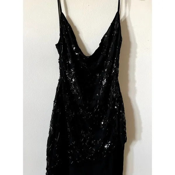 Oh Polly Amarelle Embellished Sweetheart-Neck Backless Gown in Black size 12 New - Image 7