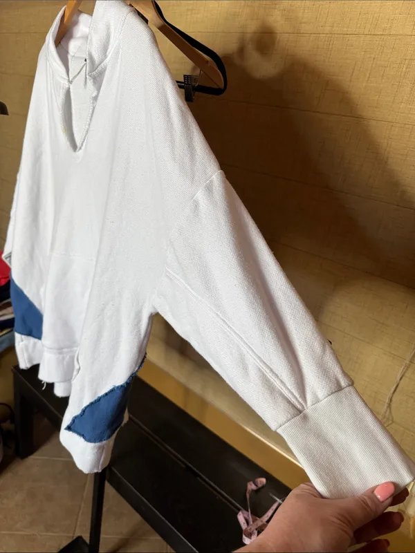 Free People Star Girl Oversized Pullover Sweatshirt XS/S White Blue Star Rare - Image 5