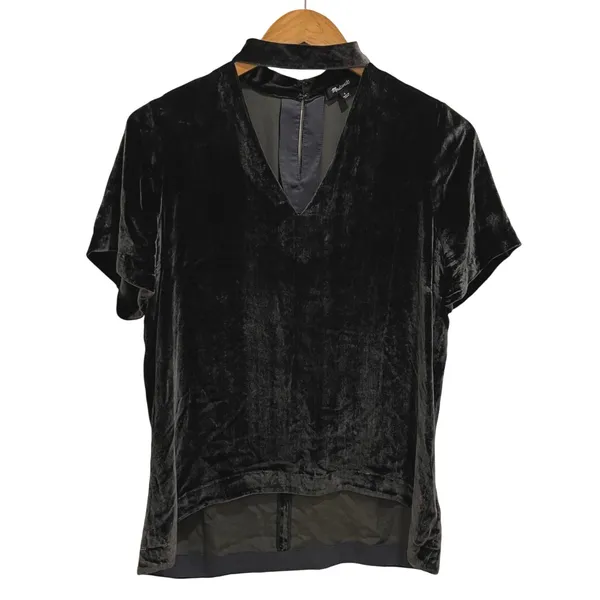 Madewell Velvet Choker V Neck Short Sleeve‎ Top Women Size S Black - Image 3