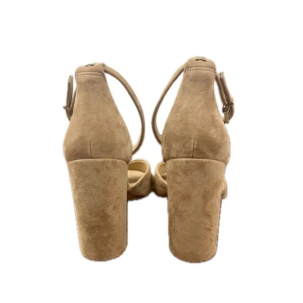 Sam Edelman Yancy Suede Block Heel Sandals Nude Beige Ankle Strap - Size 10 - Image 6