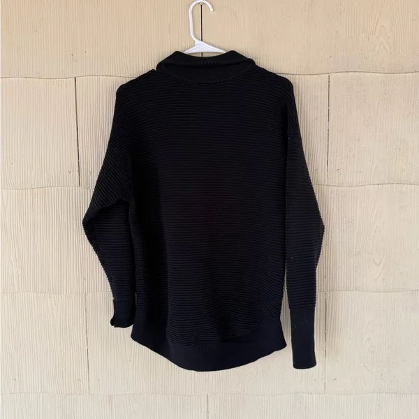 Aerie Offline black ribbed knit quarter-zip sweater - Image 4