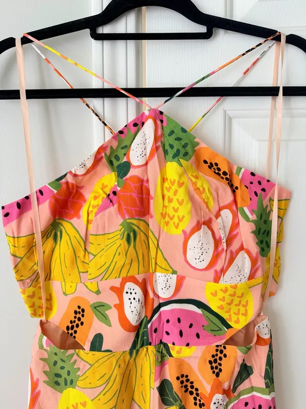 NWT Anthropologie Hutch Tropical Fruit Halter Cutout Romper, Size 4 - Image 7