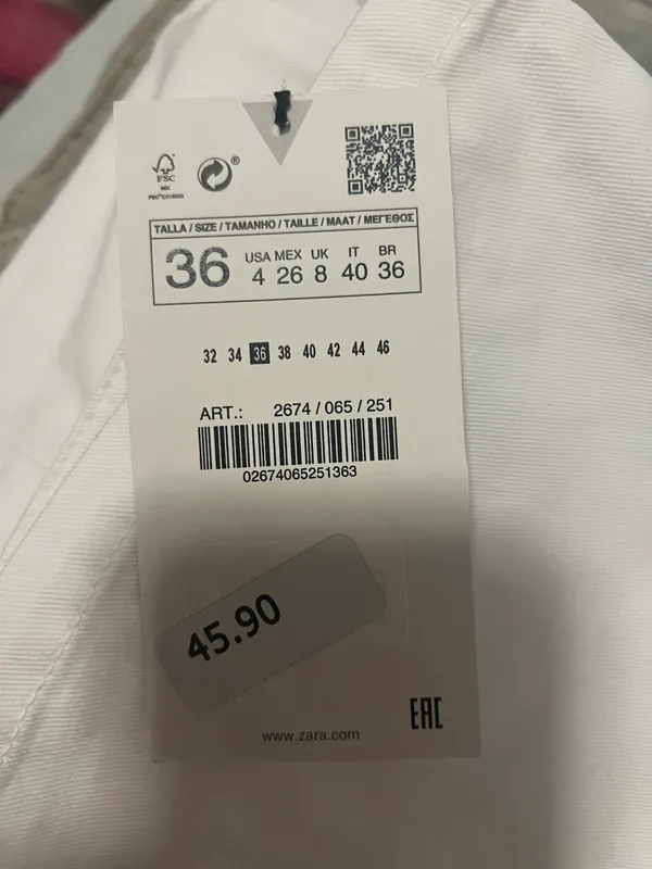 ZARA White Straight Cargo Pants - Image 2