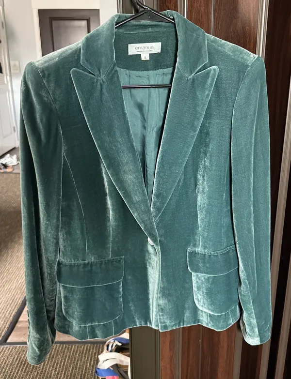 Teal Velvet Blazer Green Size M - Image 3