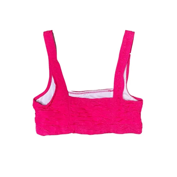 Motel Rocks Shani Bikini Top in 80s Crinkle Pink Size Small NWT - Image 2