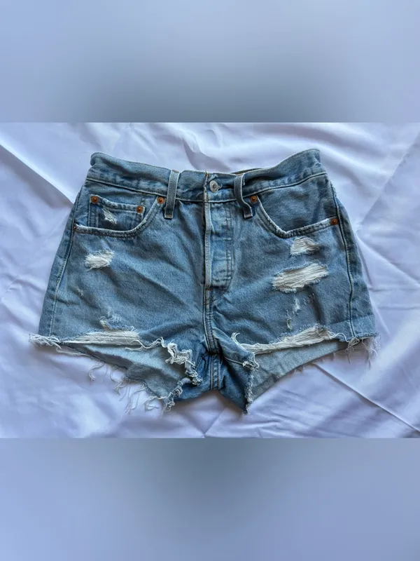 Levi's 501 Original Fit High Rise Denim Shorts Size 27 - Image 4