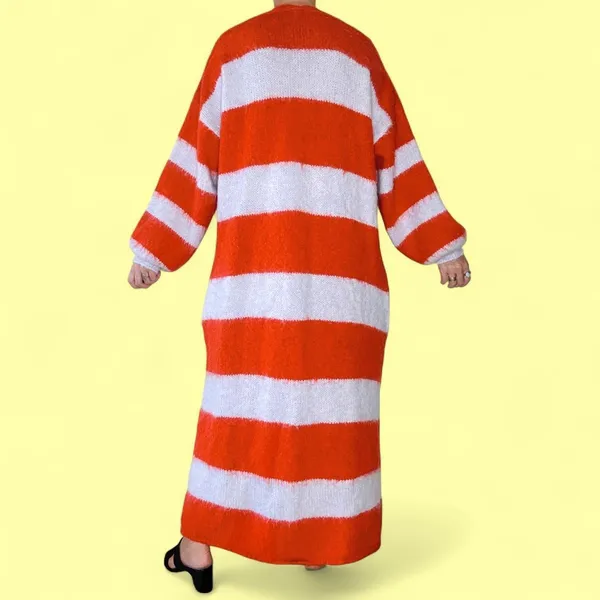 Free People Stripes Mantra Poppy Ice Combo Wool Oversized Long Cardigan - Image 6