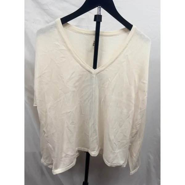 PACT $98 NWOT Women's Organic Cotton Classic Fine Knit Relaxed Cream Sweater L - Image 2