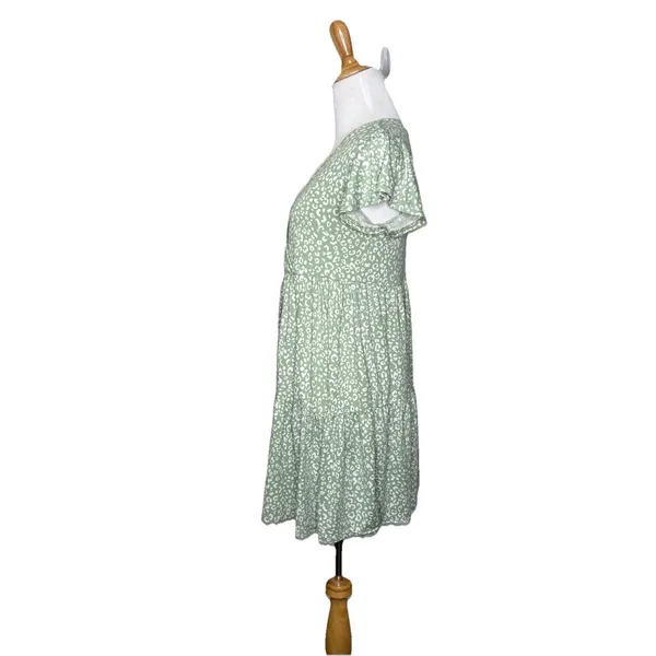 Jessica Simpson Mint Green White Leopard Print Mini Dress Size Large Womens - Image 2