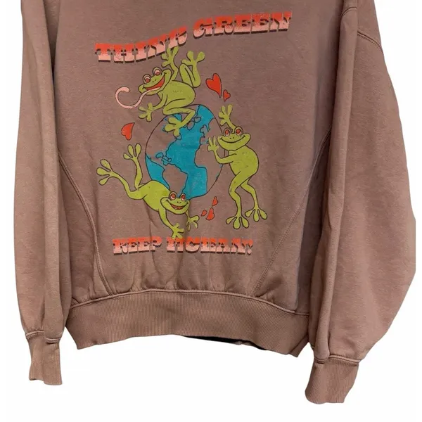 Urban‎ Outfitters Frog Earth Day Sweatshirt Think Green Oversized Size Small - Image 5