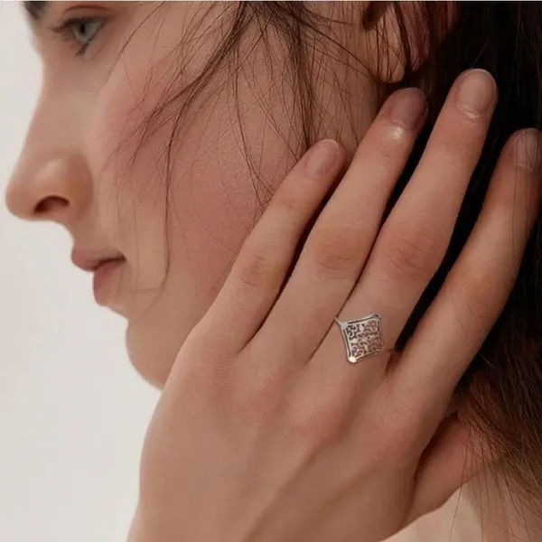NEW 14k White Gold Plated 316L Cut Out Hollow Filigree Flower Ring,‎ Size 8 - Image 6