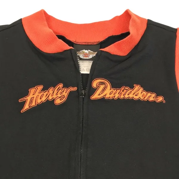 HARLEY DAVIDSON Full Zip Top Women L Black/Orange 2005 Festival Moto Biker VTG - Image 5