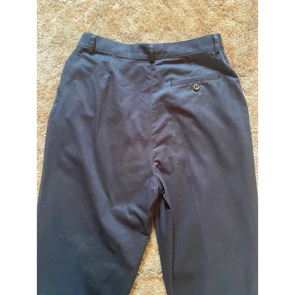 L.L. Bean Black Pleated Front Trouser Pants High Rise Relaxed Fit Structured - Image 4