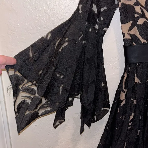 Vintage 1950s Floral Black Lace Wedding Dress Handmade - Image 6