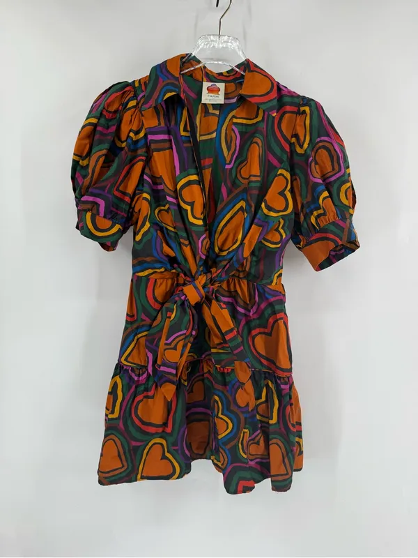 FARM‎ Rio Short-Sleeve Bow-Front Mini Dress size medium - Image 3