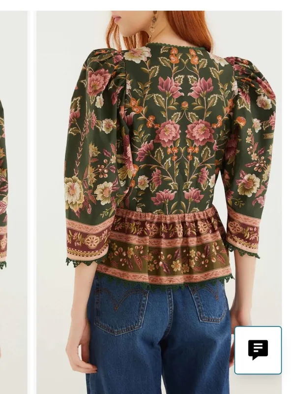 Farm Rio Flowering Garden Tree Linen Blend Top - Image 2