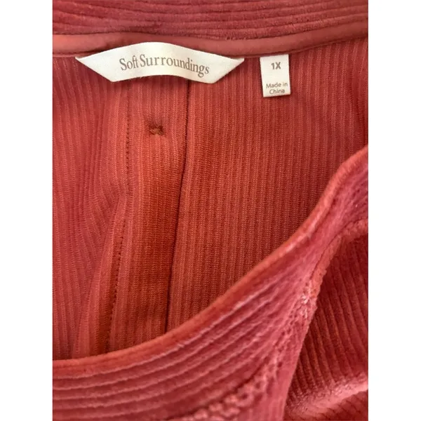 Soft Surroundings Caroline Corduroy Rust Orange Long Sleeve Top Womens Size 1X - Image 4