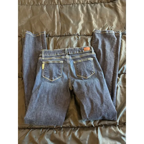 Paige Manhattan Bootcut Jeans Dark Wash Denim Size 26 Made in USA Slim Flare‎ - Image 4
