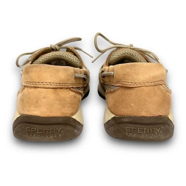 Sperry Top-Sider Intrepid 2 Eye Leather Mesh Linen Tan Beige Loafer Boat Shoes 7 - Image 9