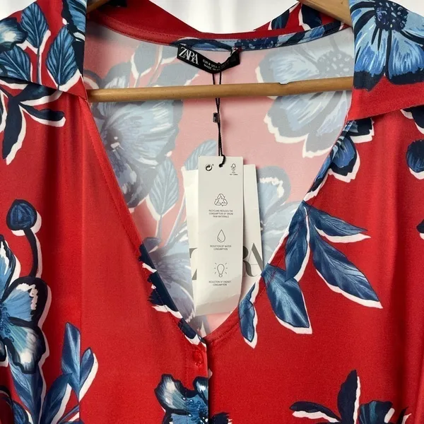 NWT Zara Printed Midi Dress‎ in Red size Small - Image 6