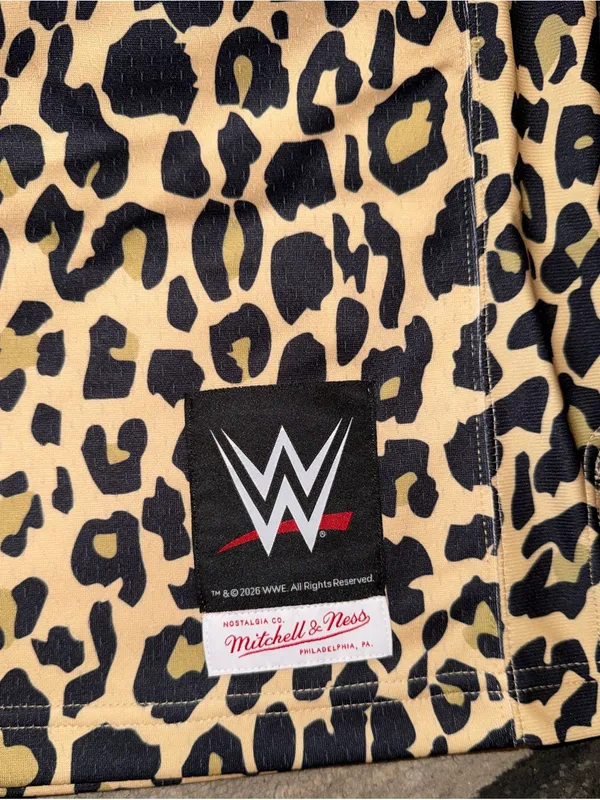 WWE Mitchell & Ness WrestleMania Vegas Leopard Print Jersey - Tan & Black - Image 2