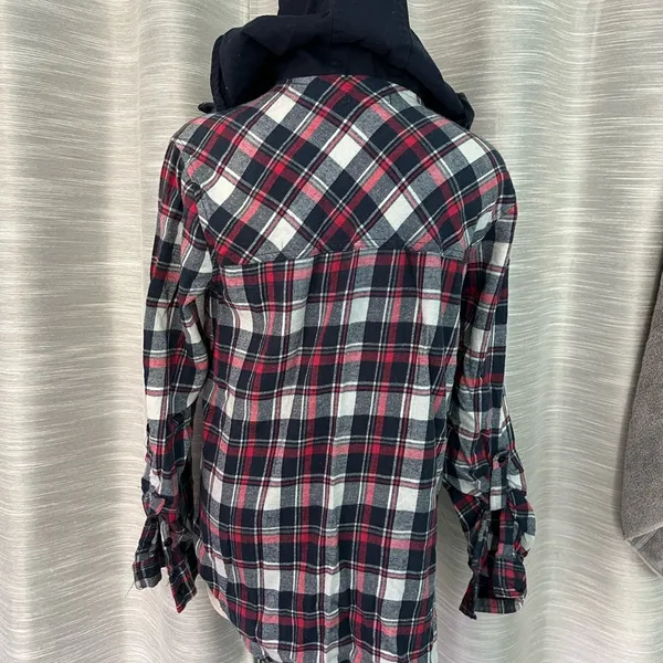Love Note- Navy blue, Pink, white hooded flannel - Image 7