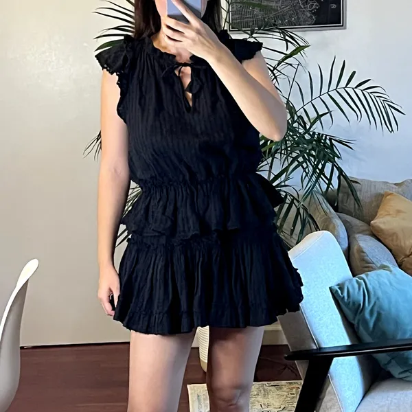 Misa Los Angeles Lilian Eyelet Mini black 100% cotton dress size S - Image 2