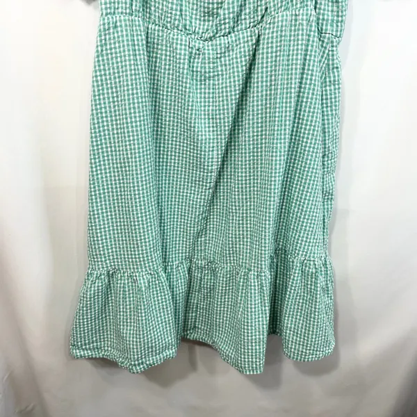 Draper James XXL Dress‎ Green Gingham Surplice Cotton Puff Sleeve Tiered 1827 - Image 7