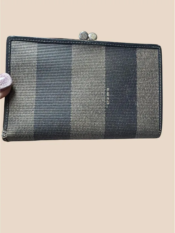 Fendi Vintage Striped Wallet with Leather Trim - Image 2