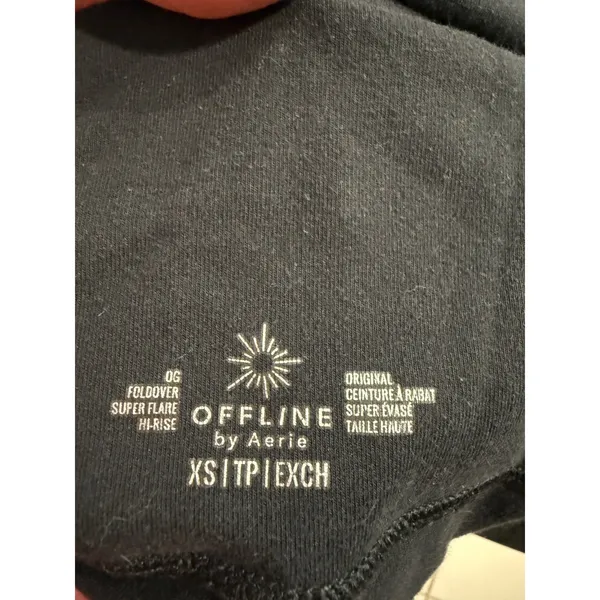 OFFLINE by Aerie OG Foldover‎ Super Flare Leggings Black High Rise XS 2581 - Image 4