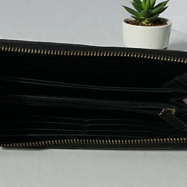 Fossil Black Leather Zip Around Continental‎ Wallet Organizer - Image 8