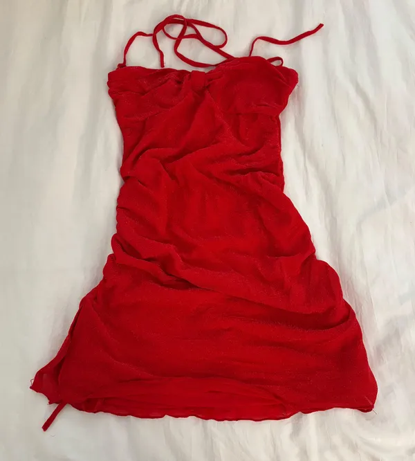 Red Glittery Mini Dress - Image 2