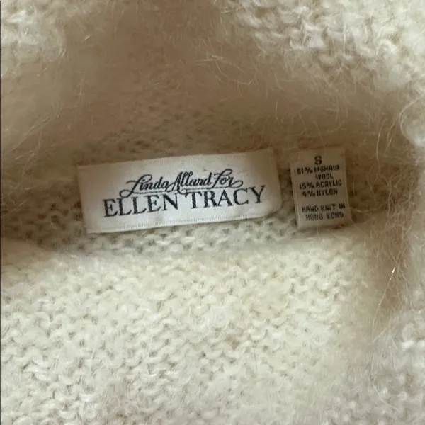 Vintage Ellen Tracy‎ Cream and Tan Roll Turtleneck Sweater - Image 2