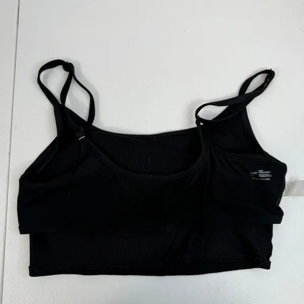 Aerie Sz L‎ Real Good Scoop Neck Ribbed Bralette Black Padded Pullover Seamless - Image 7