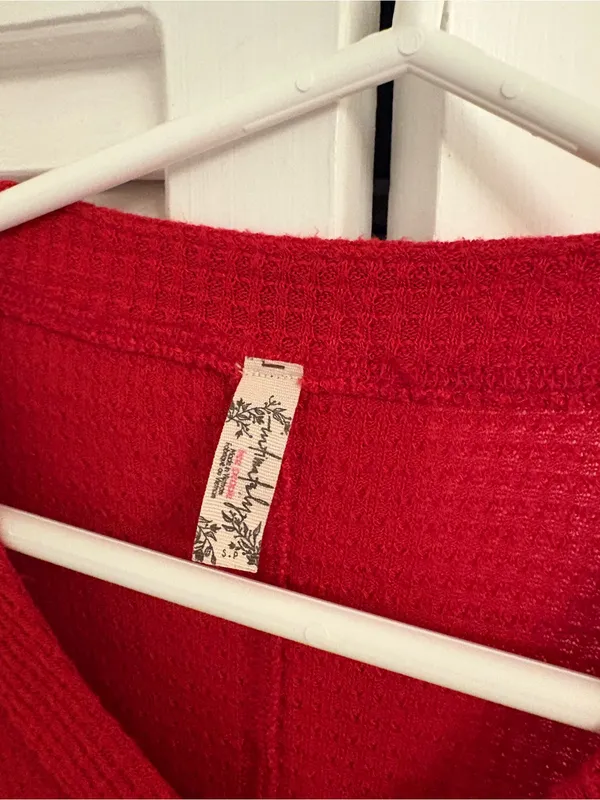 Free People Going Places Cardi Cherry Crush Red Size Small - Image 4