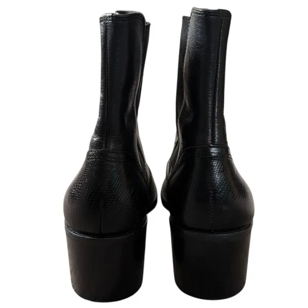 Hunt Club Cheyenne Chelsea Boots‎ Sz 8.5 Black Leather Crocodile Western Heeled - Image 5