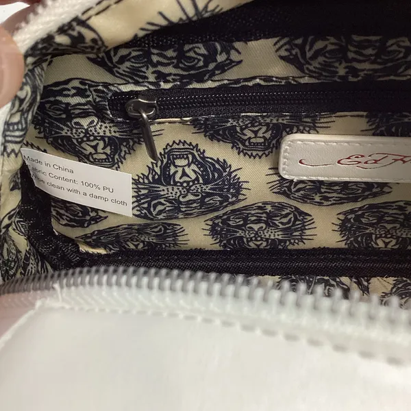 Ed Hardy Satchel Bag Butterfly & Skull White Backround NEW! Retail $80 - Image 12