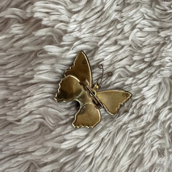 Vintage rainbow glitter butterfly pin, butterfly brooch, purple butterfly pin - Image 3