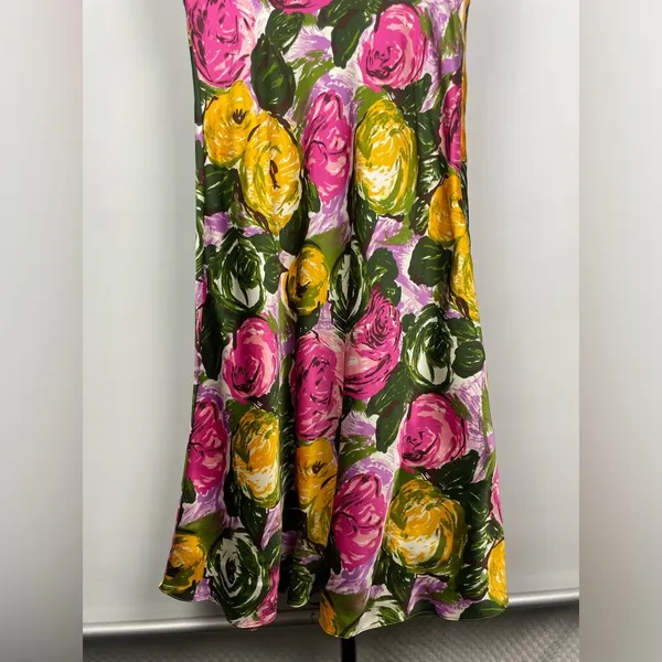 Ports‎ International Multicolor Floral 100% Silk Short Cap Sleeve Flowy Dress - Image 5