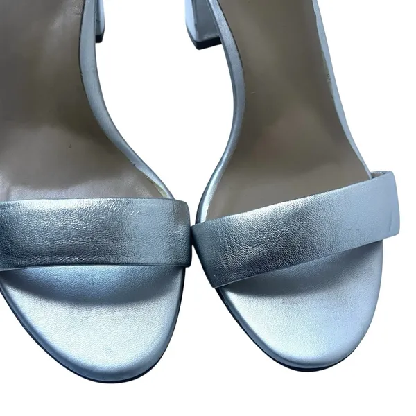 Naturalizer Vera Silver Leather Block Heel Sandals Sz 6 Gala Wedding Guest Comfy - Image 6