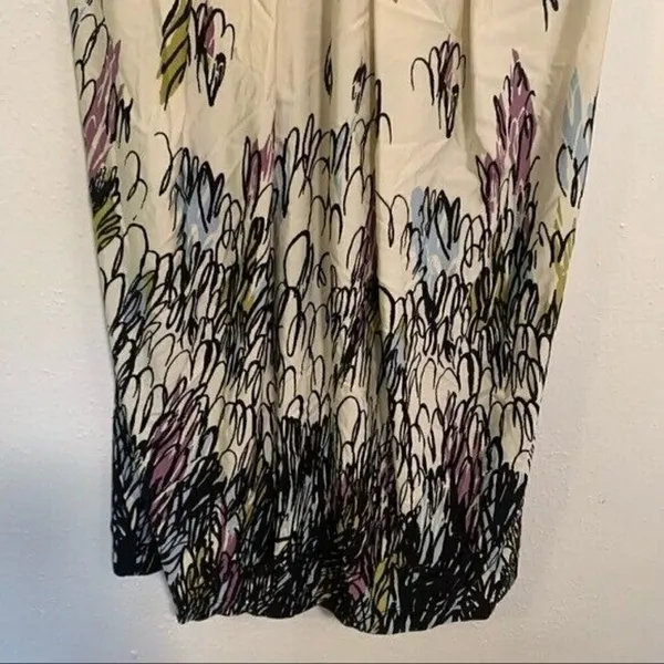 BCBGMAXAZRIA Women's Size XS Halter Sun Dress‎ Cream Blue Floral Surplice Neck - Image 6