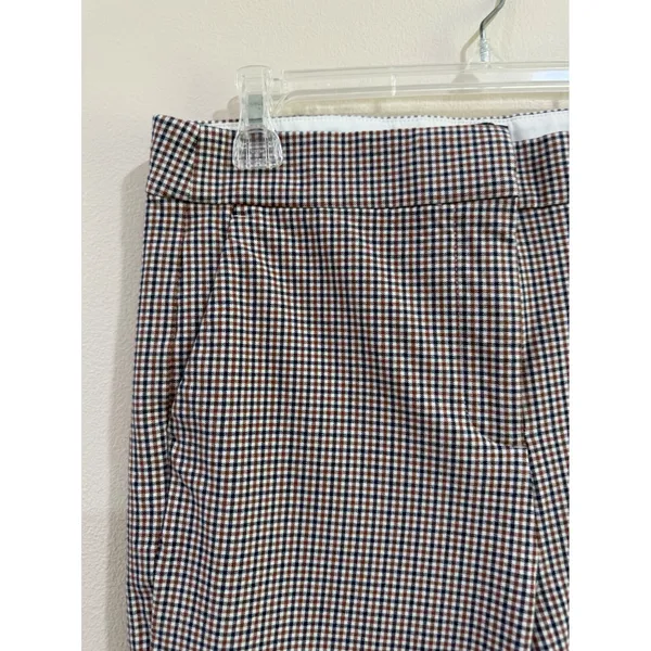 J.Crew Kelsey Pant 8 Multi Color Gingham Check Stretch Flare Preppy Trousers - Image 5